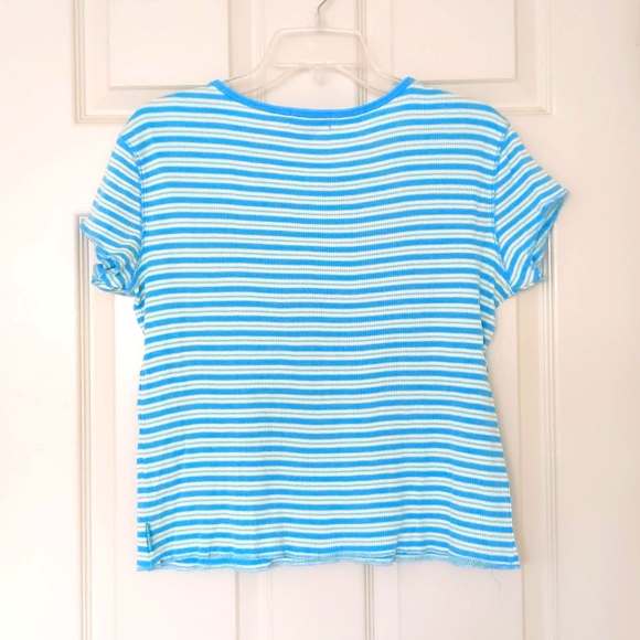 NWOT. Limited Too 100% Cotton Short Sleeve Tee with multi color stripes. - Picture 2 of 4